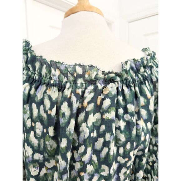 Tommy Bahama Green White Jeweled Jaguar Off The Shoulder Midi Dress Medium - Picture 6 of 8